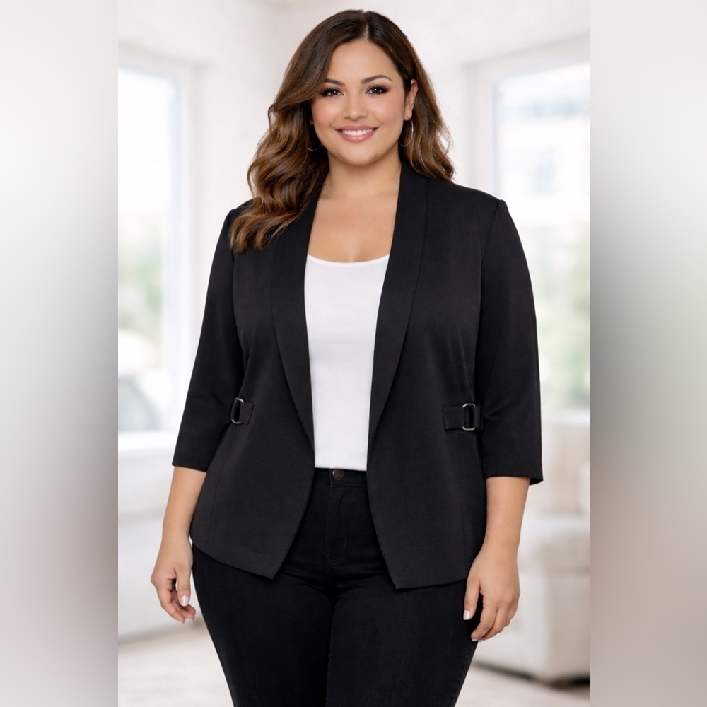 NWT Love Scarlett Black Blazer 2X Open Front Jacket